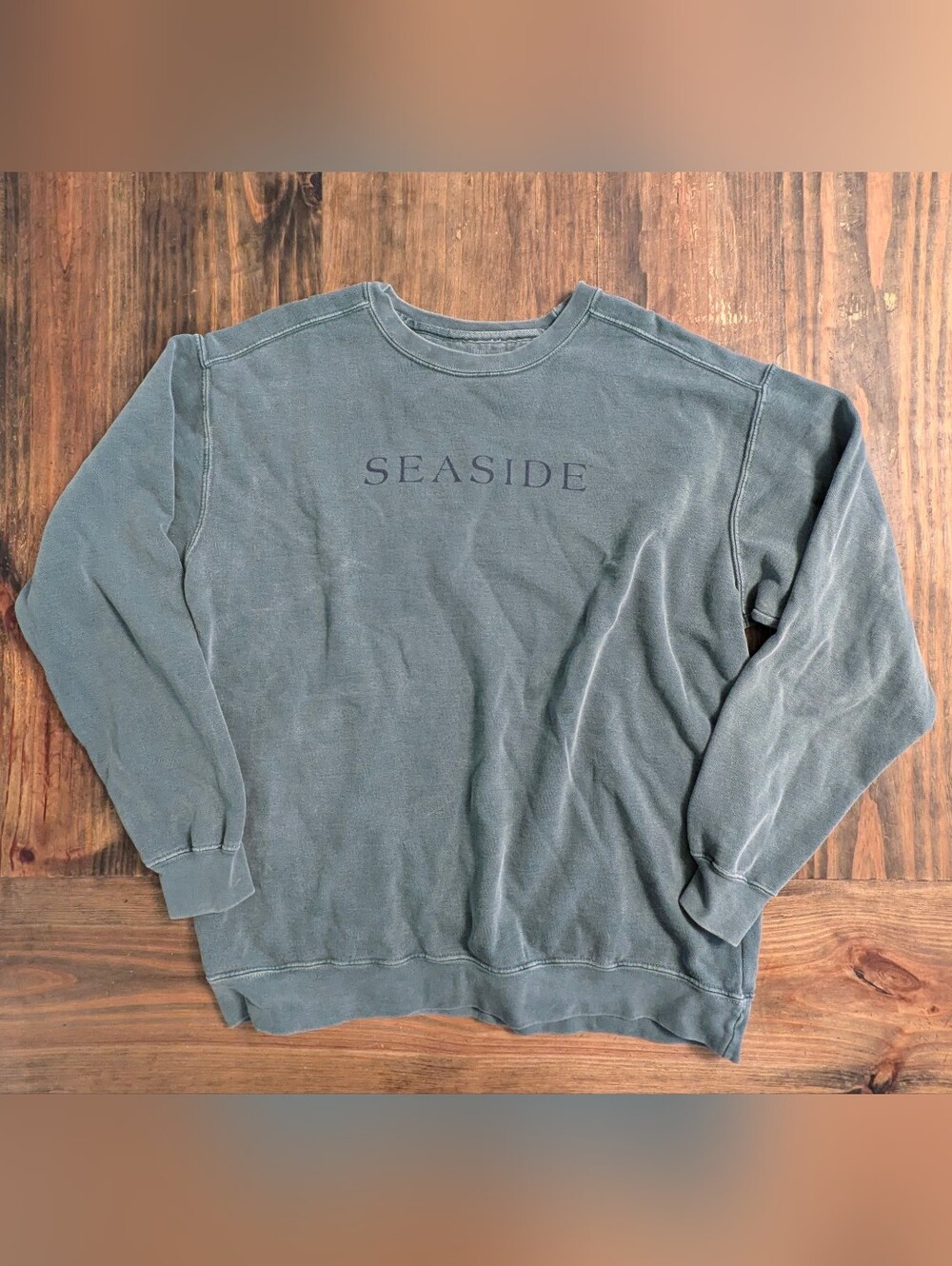 Seaside Florida Sweatshirt Oversized Faded Teal Large